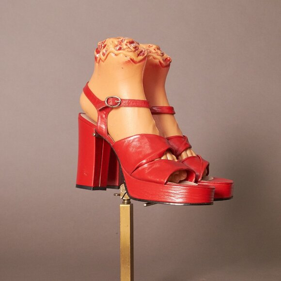 1970s Ulitima Lip Stick Red Platform Heels
